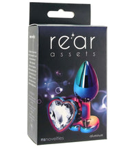 Load image into Gallery viewer, Aluminum Plug with Rainbow Heart Gem in Multicolor