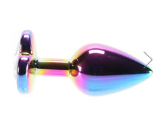 Load image into Gallery viewer, Aluminum Plug with Rainbow Heart Gem in Multicolor