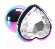 Load image into Gallery viewer, Aluminum Plug with Rainbow Heart Gem in Multicolor