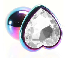 Load image into Gallery viewer, Aluminum Plug with Rainbow Heart Gem in Multicolor
